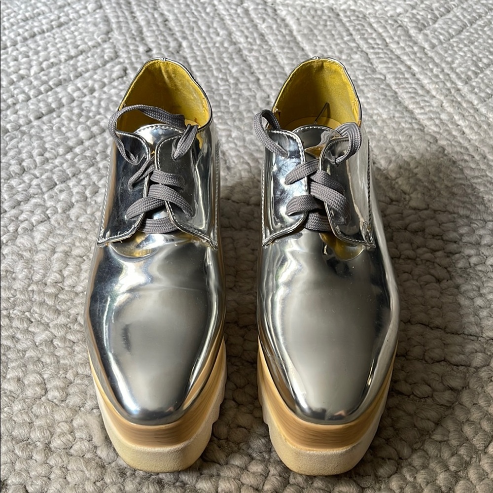 Silver platform oxfords